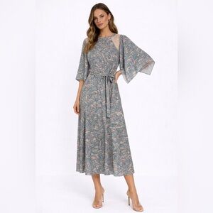 $998 Zadig & Voltaire Rielle Snake Chains Silk Dress Blue Pink Small and Medium